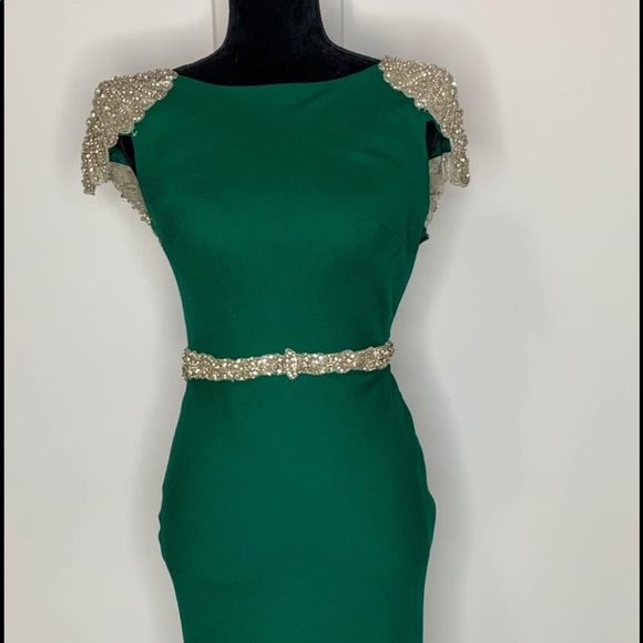 Tarik Ediz emerald green evening gown - Picture 3 of 7